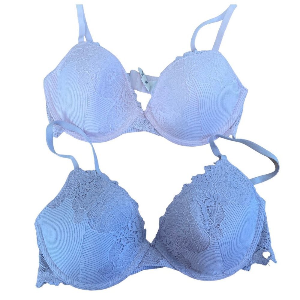 Lucky Brand Bra (Set of 2) Molded & Underwired - Sz 36C Purple Pink Lace